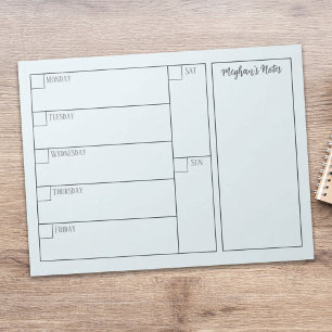 Bloc-note Planificateur Hebdomadaire Minimaliste Simple Mode