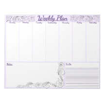 Planificateur hebdomadaire - Pad, Pour ces plans h