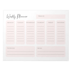 Bloc-note Planificateur hebdomadaire paysage en rose tendre