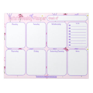 Bloc-note Planificateur hebdomadaire personnalisé Motif fl