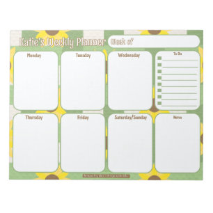 Bloc-note Planificateur hebdomadaire personnalisé Motif Pl