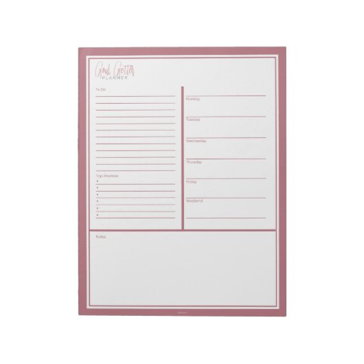 Bloc-note Planificateur hebdomadaire pour l'atteinte des obj (Tourné)