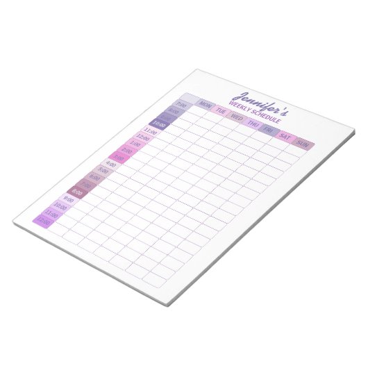 Bloc-note Planificateur hebdomadaire pratique violet et rose (Incliné)