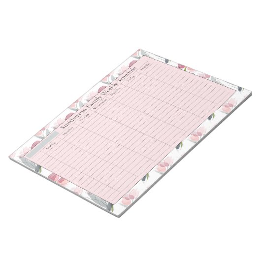 Bloc-note Planificateur hebdomadaire Programmation Fleurs ro (Incliné)