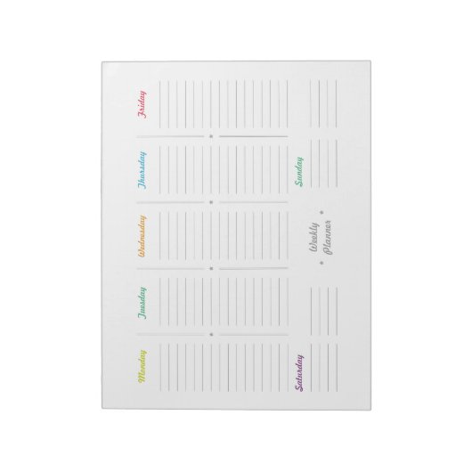 Bloc-note Planificateur hebdomadaire rétro simple (Tourné)