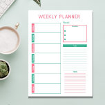 Bloc-note Planificateur hebdomadaire rose et Turquoise<br><div class="desc">Lancez-vous dans un voyage de productivité grâce à notre Bloc-notes Liste des tâches d'expédition hebdomadaire. Conçu avec soin pour ceux qui aiment planifier l'avance,  ce bloc-notes assure une navigation fluide du lundi au dimanche.</div>