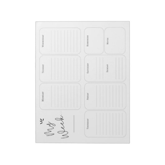 Bloc-note Planificateur hebdomadaire simple (Tourné)