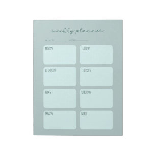 Bloc-note Planificateur hebdomadaire Turquoise minimal