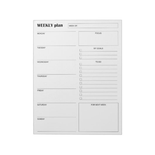Bloc-note Planificateur Hebdomadaire Vertical Minimaliste Mo (Tourné)