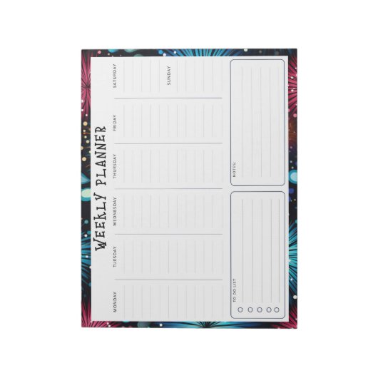 Bloc-note Planificateur hebdomadaire vertical non daté perso (Tourné)