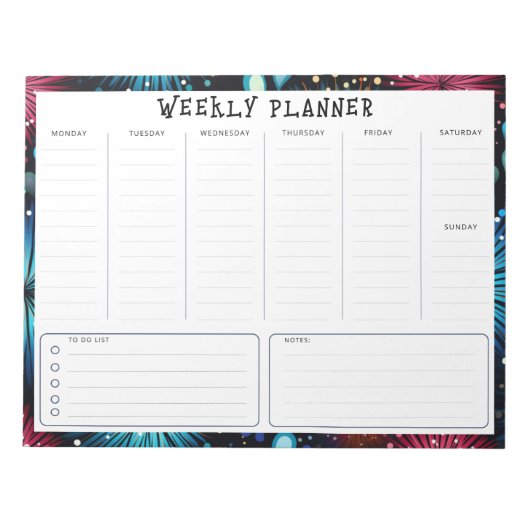 Bloc-note Planificateur hebdomadaire vertical non daté perso (Devant)