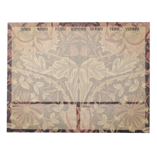 Bloc-note Planificateur hebdomadaire - William Morris Honeys (Devant)