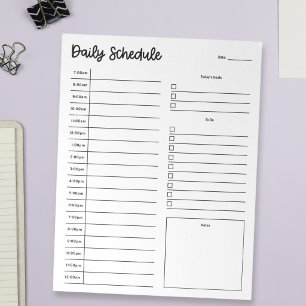 Bloc-note Planificateur journalier minimaliste 7h-0h