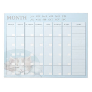 Bloc-note Planificateur mensuel avec Sleepy Kitty