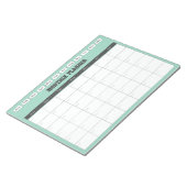 Bloc-note Planificateur mensuel Calendrier simple sarcelle (Incliné)