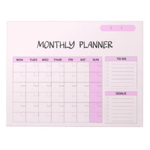 Bloc-note Planificateur mensuel élégant rose bleu vierge