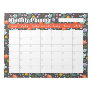Bloc-note Planificateur mensuel Fleurs colorées de printemps