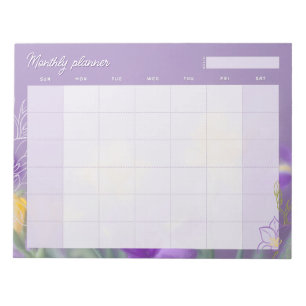 Bloc-note Planificateur Mensuel Floral Lavande Élégant