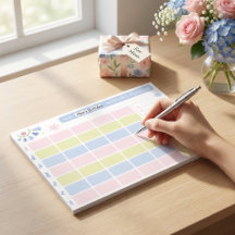 Planificateur mensuel mignon bleu pastel rose 28x2