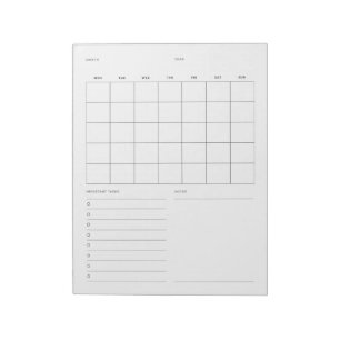 Bloc-note Planificateur mensuel minimaliste simple et liste