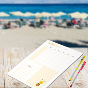 Bloc-note Planificateur mensuel - Thème des abeilles mignonn