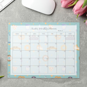 Bloc-note Planificateur mensuel turquoise motif ludique NYC