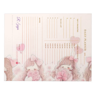 Bloc-note Planificateur quotidien à l'aquarelle rose gênant