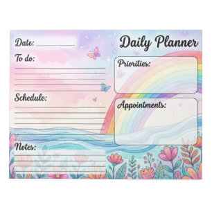 Bloc-note Planificateur quotidien aquarelle pastel arc-en-ci