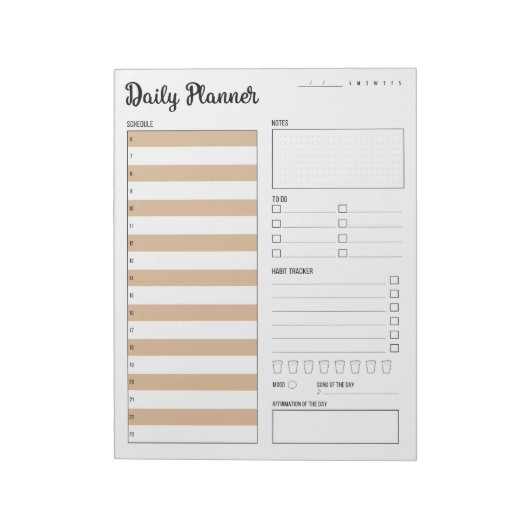 Bloc-note Planificateur quotidien avec début du dimanche (be (Tourné)