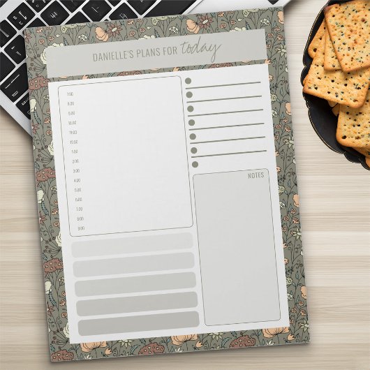 Bloc-note Planificateur quotidien botanique vintage olive Li