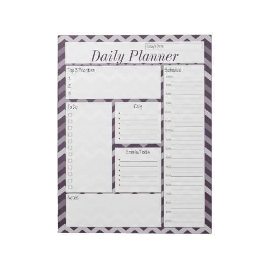 Bloc-note Planificateur quotidien Chevron Violet (Tourné)