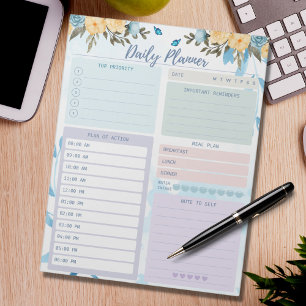 Bloc-note Planificateur quotidien Fleur simple et élégante M