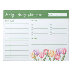 Bloc-note Planificateur quotidien Fleurs de tulipes à l'aqua
