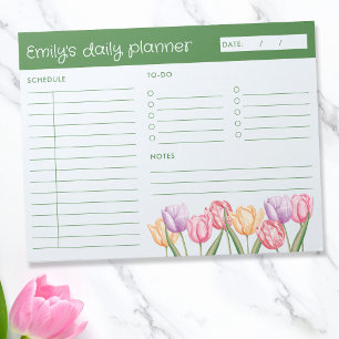 Bloc-note Planificateur quotidien Fleurs de tulipes à l'aqua