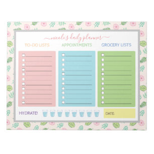 Bloc-note Planificateur quotidien Floral mignon