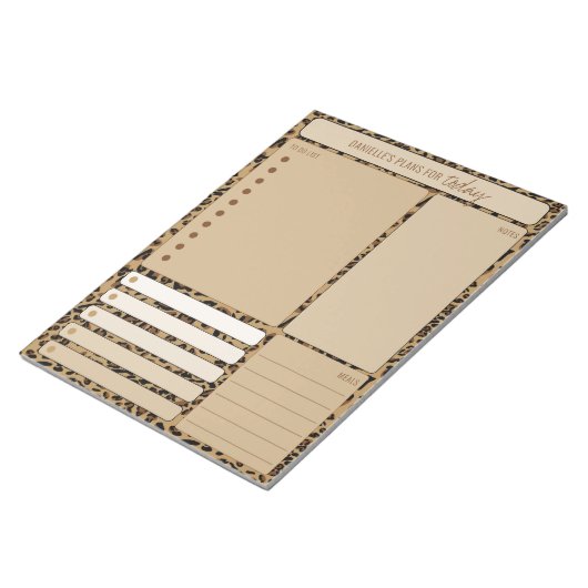 Bloc-note Planificateur quotidien imprimé léopard Notes List (Incliné)