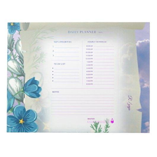 Bloc-note Planificateur quotidien Minimal Pastel violet et b (Devant)
