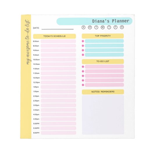 Bloc-note Planificateur quotidien moderne calendrier notes e (Devant)