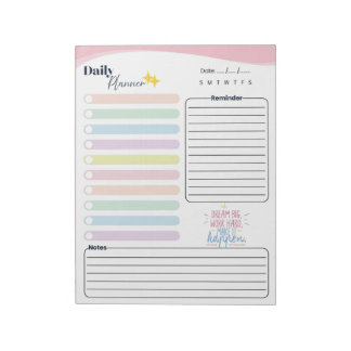 Bloc-note Planificateur quotidien Pastel - Liste de tâches,