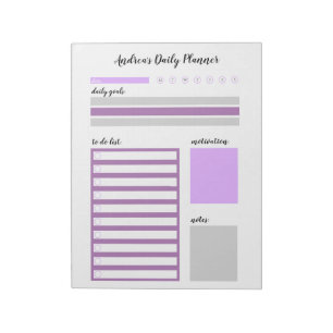 Bloc-note Planificateur quotidien personnalisé gris violet