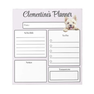 Bloc-note Planificateur quotidien personnalisé Westie