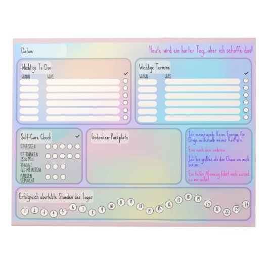 Bloc-note Planificateur quotidien pour la concentration et l (Devant)
