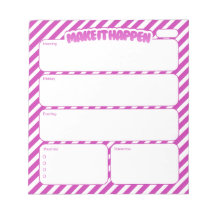 Planificateur quotidien rayé rose Make It Happen