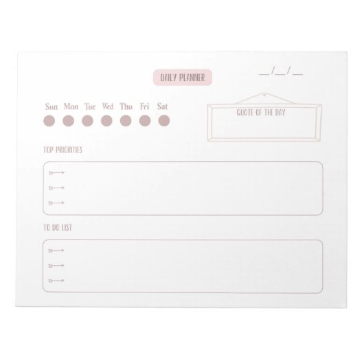 Bloc-note Planificateur quotidien simple (Devant)