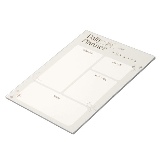 Bloc-note Planificateur quotidien simple avec notes et rappe (Incliné)