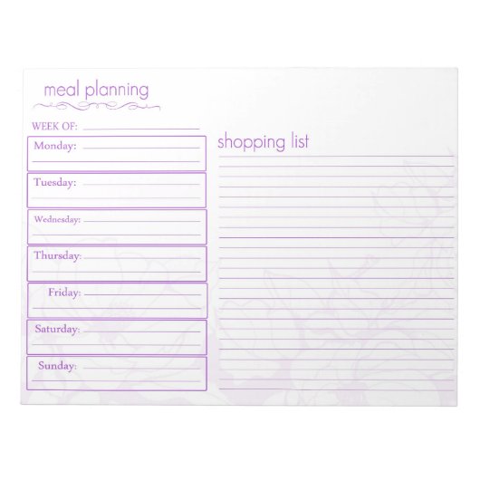 Bloc-note Planification des repas (Devant)