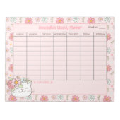 Bloc-note Planner hebdomadaire Cute Chat Rose Nom Floral Tea (Devant)