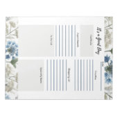 Bloc-note Planner quotidien Bleu Bleu floral (Devant)
