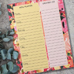 Bloc-note Planneur de repas et liste d'épicerie Rose Floral<br><div class="desc">Pink Floral Meal Planner et liste d'épicerie Bloc-notes pour organiser votre semaine. Ce bloc-notes a un planificateur hebdomadaire sur chaque page, avec des sections alignées pour chaque jour de la semaine et une grande boîte à commandes pour votre liste d'achat. Le design est agrémenté d'un arrière - plan floral aquarelle...</div>