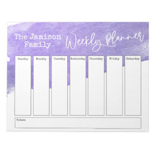 Bloc-note Planneur hebdomadaire de brosses à aquarelle viole
